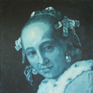 Schrivende vrouw in het geel
